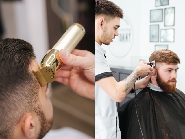 Fotografia comparando dois tipos de Maquina de corte de cabelo. Uma das ferramentas essenciais para barbeiros.